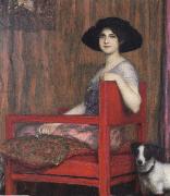 Fernand Khnopff Mary von Stuck in a Red Armchair Sweden oil painting artist